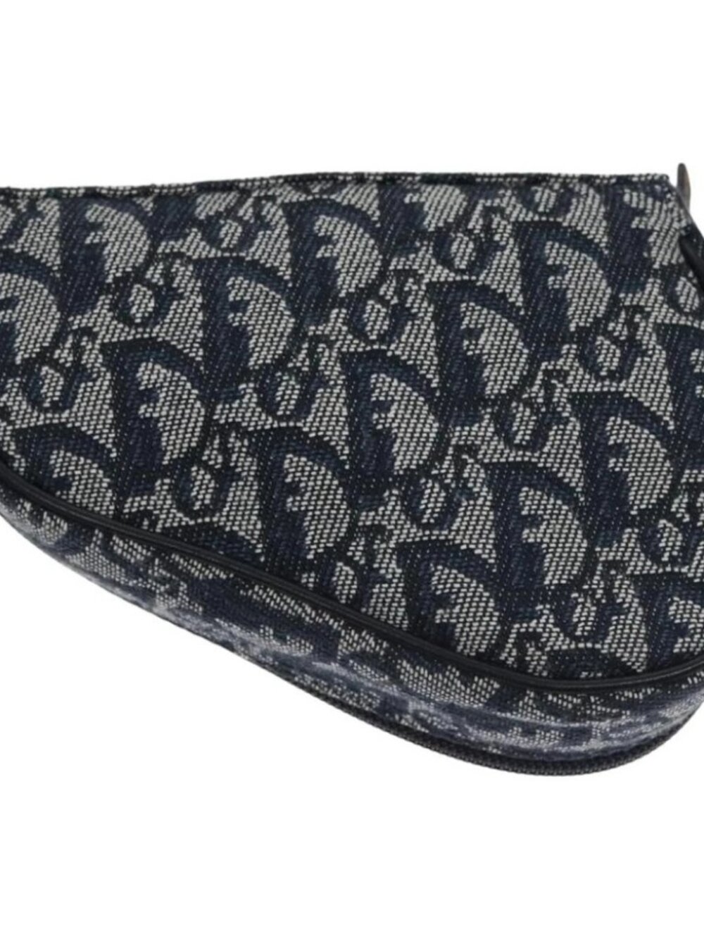 Christian Dior Trotter Canvas Saddle Pouch Navy Gold Auth - Picture 2 of 16